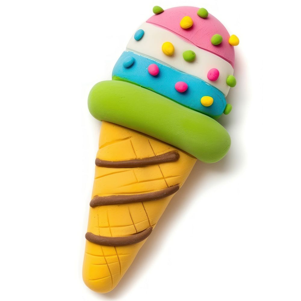 Plasticine of ice cream dessert food cone.