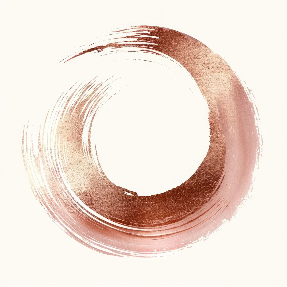 Rose gold brush stroke circle spiral shape.
