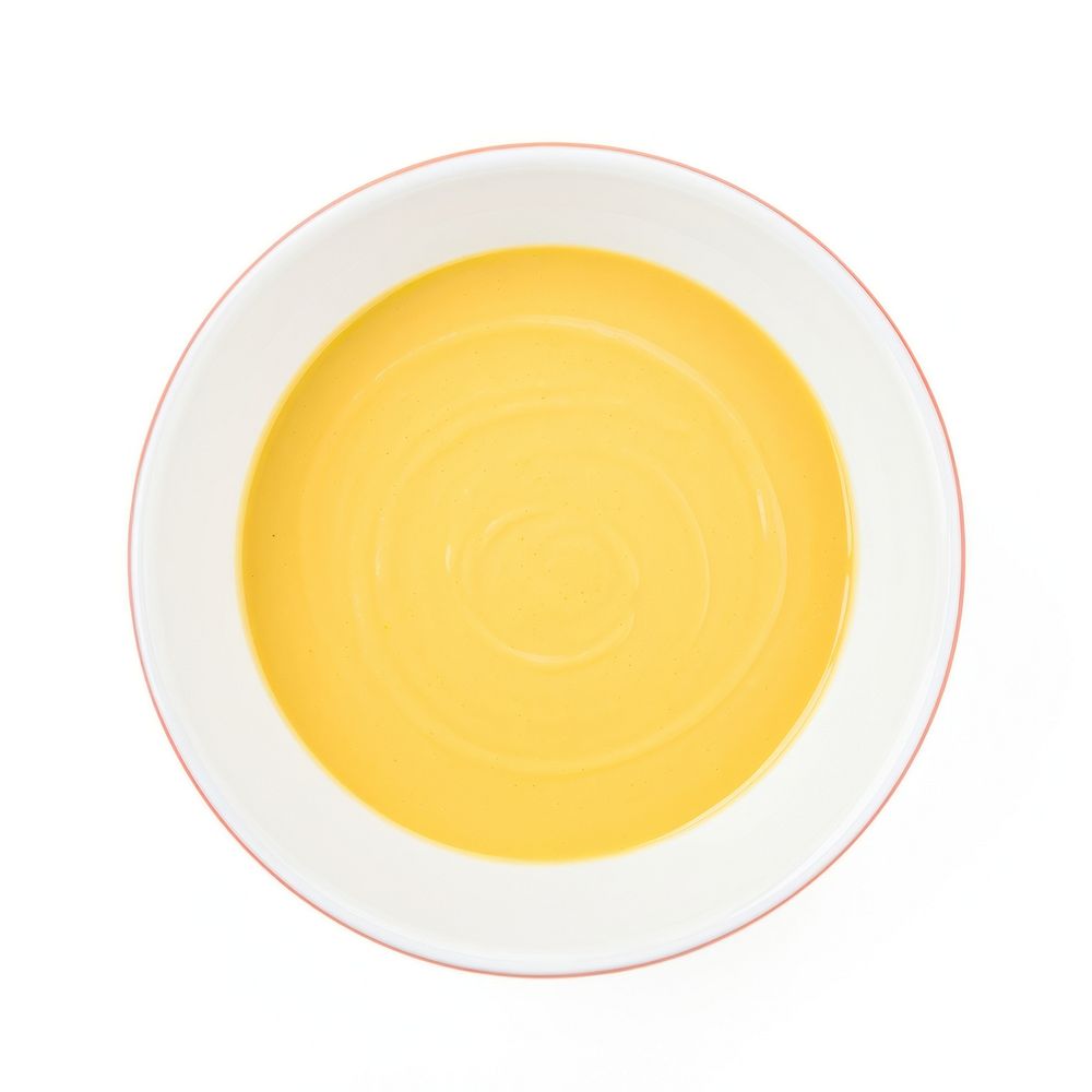 Creamy honey mustard sauce in bowl plate food white background.