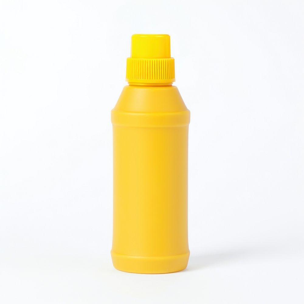 Mustard with plastic squeeze lid bottle white background refreshment simplicity.
