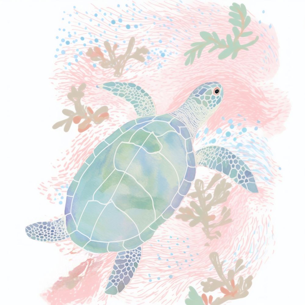 Turtle reptile drawing animal. AI generated Image by rawpixel.