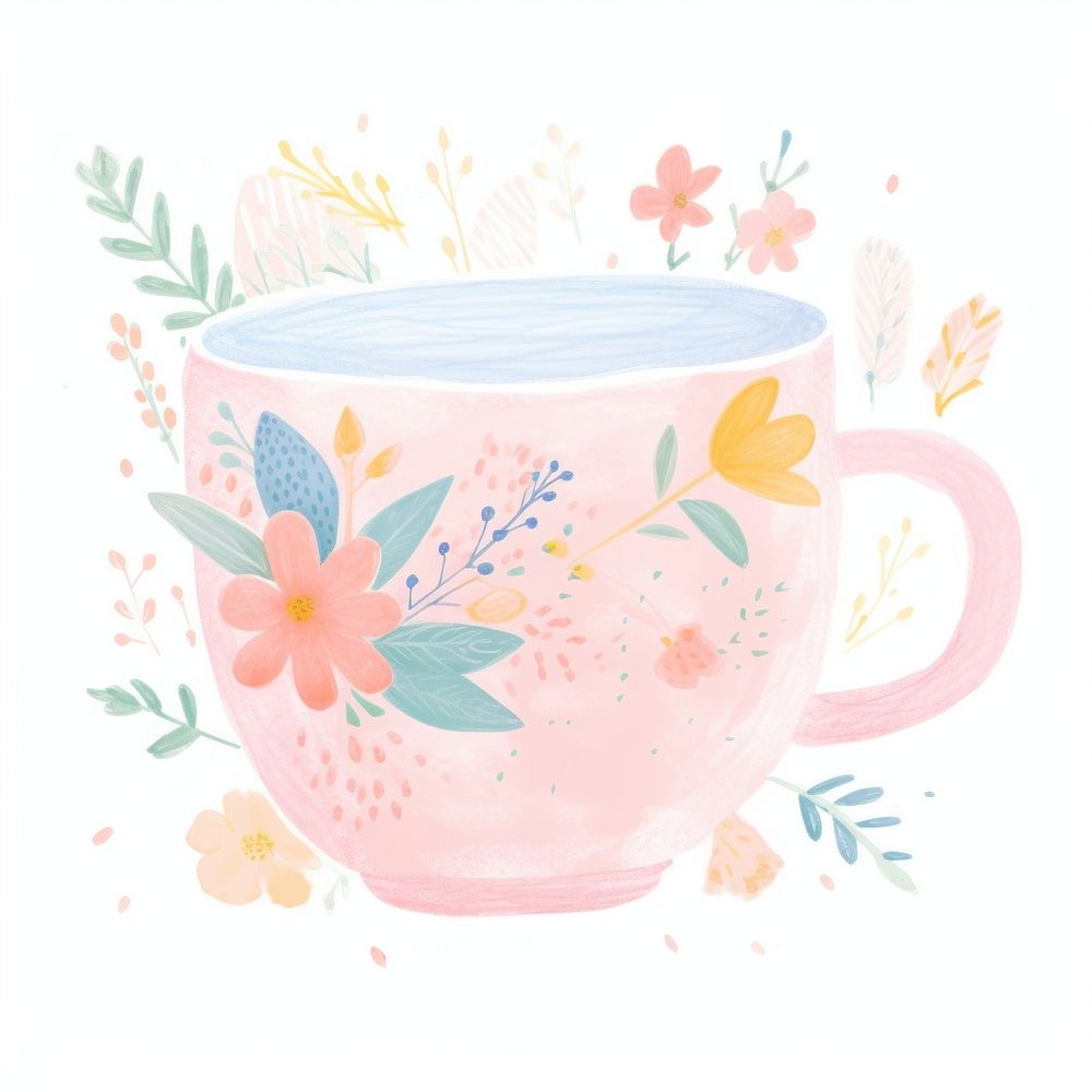 Cup porcelain drawing mug. AI generated Image by rawpixel.