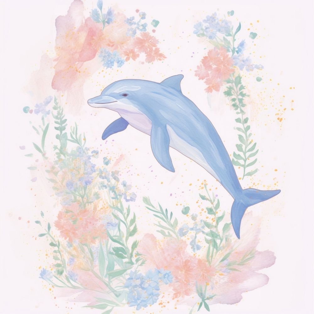 Dolphin painting drawing animal. AI generated Image by rawpixel.