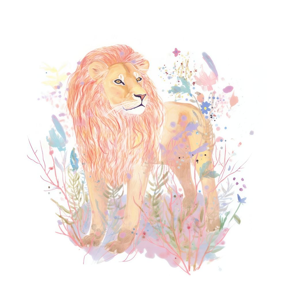 Lion drawing painting animal. AI generated Image by rawpixel.