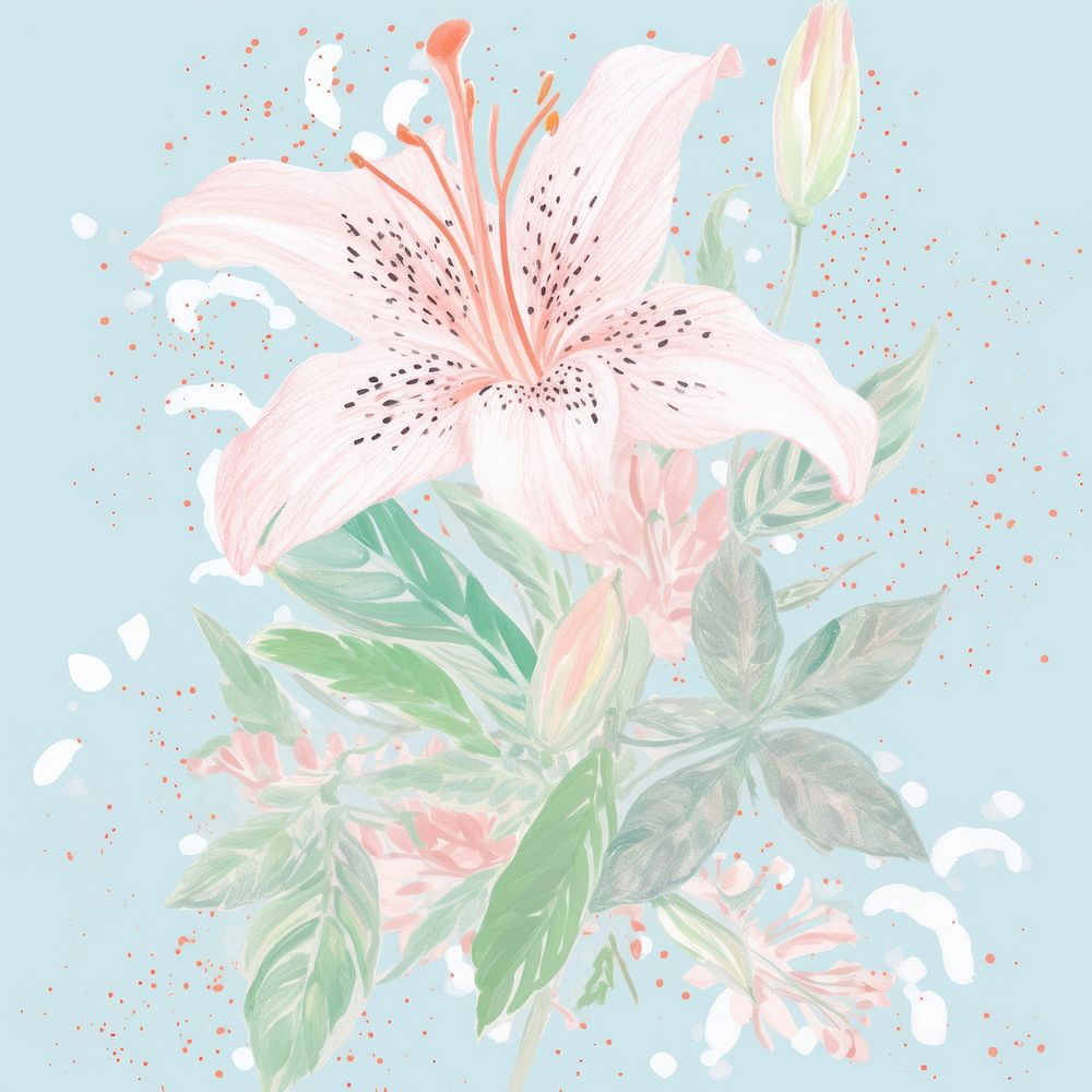 Lily drawing flower plant. AI generated Image by rawpixel.