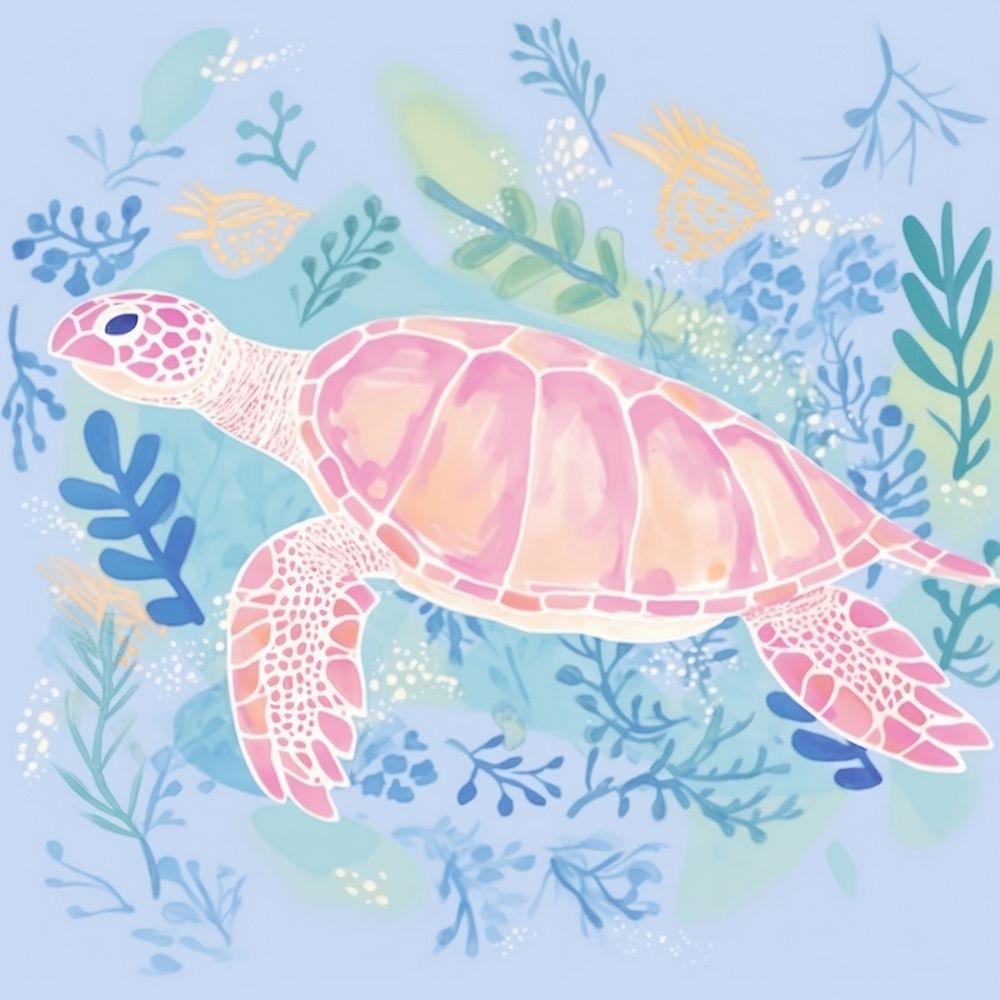 Sea turtle backgrounds reptile drawing. AI generated Image by rawpixel.