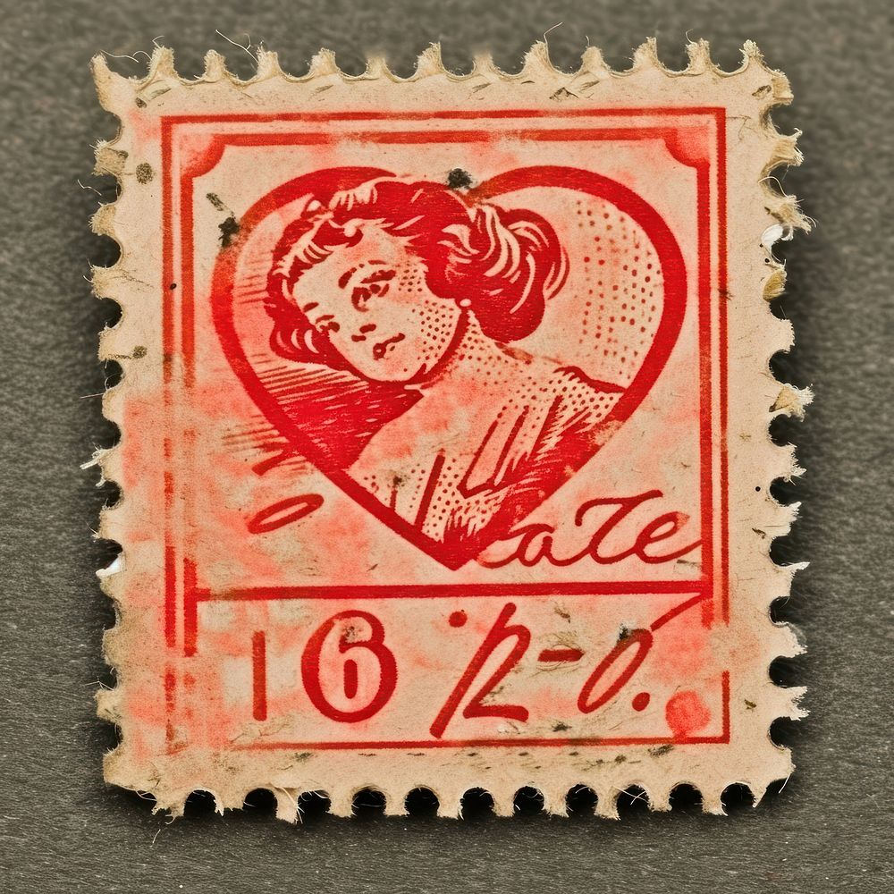 Vintage postage stamp with valentines representation creativity needlework.