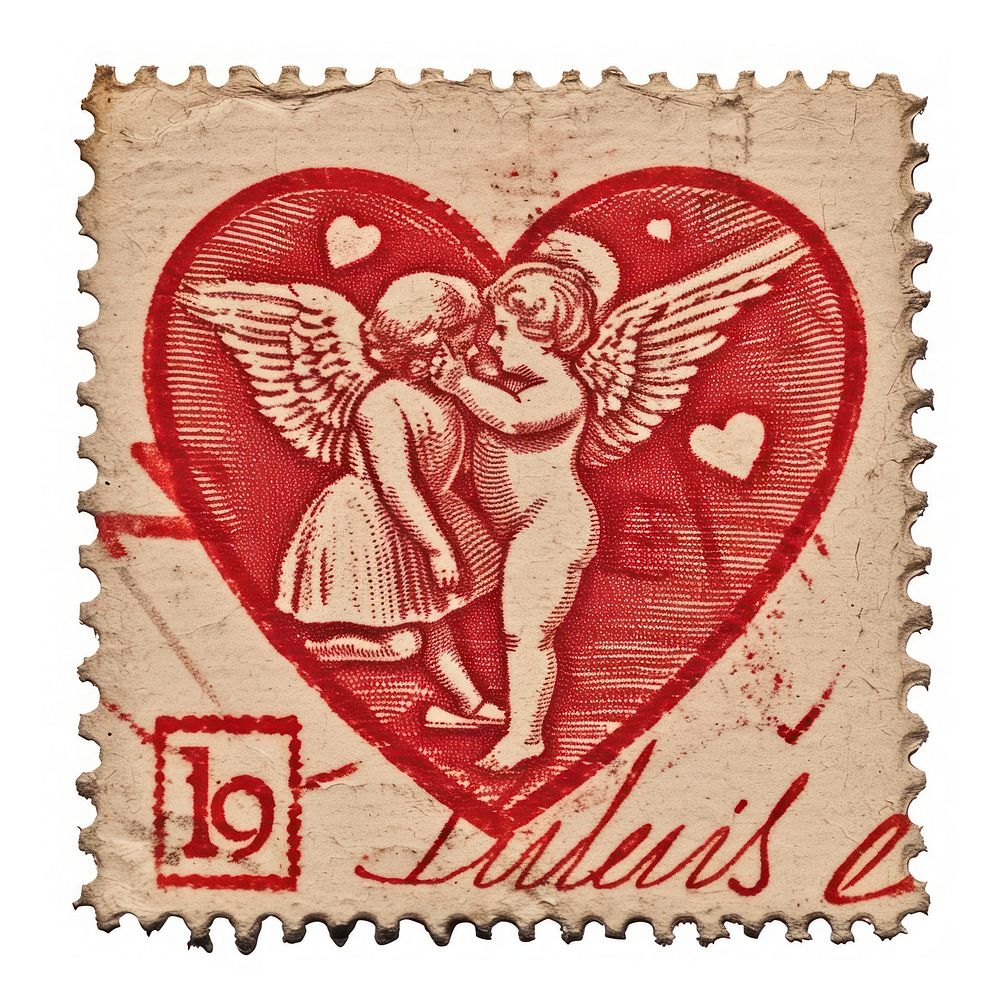 Vintage postage stamp with valentines representation creativity cartoon.