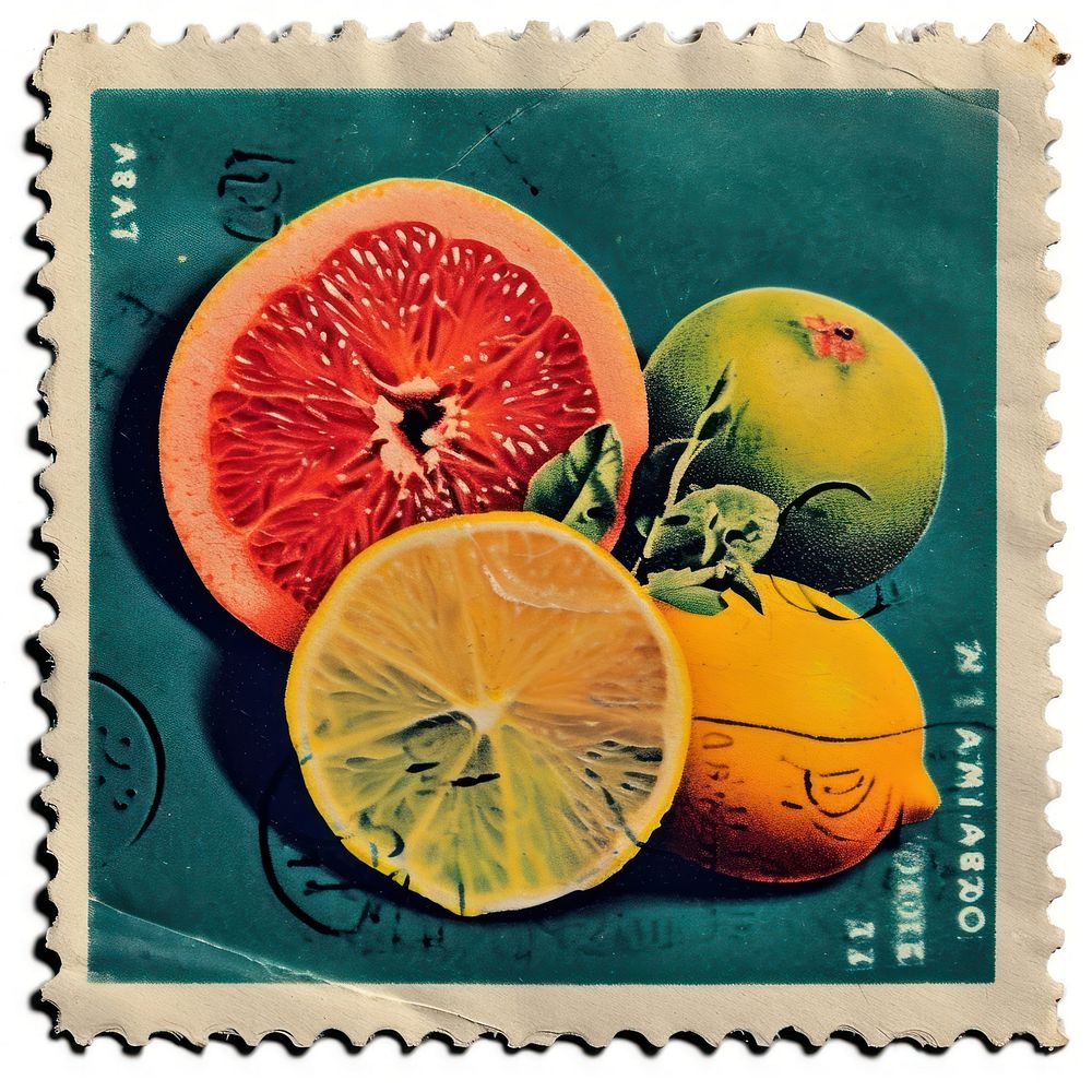 Vintage postage stamp with fruits grapefruit plant food.