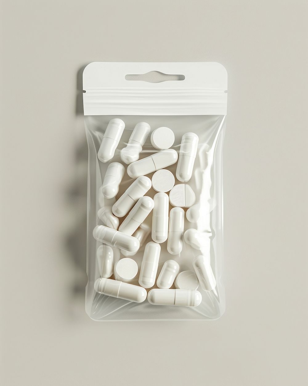 Pill label white medication.