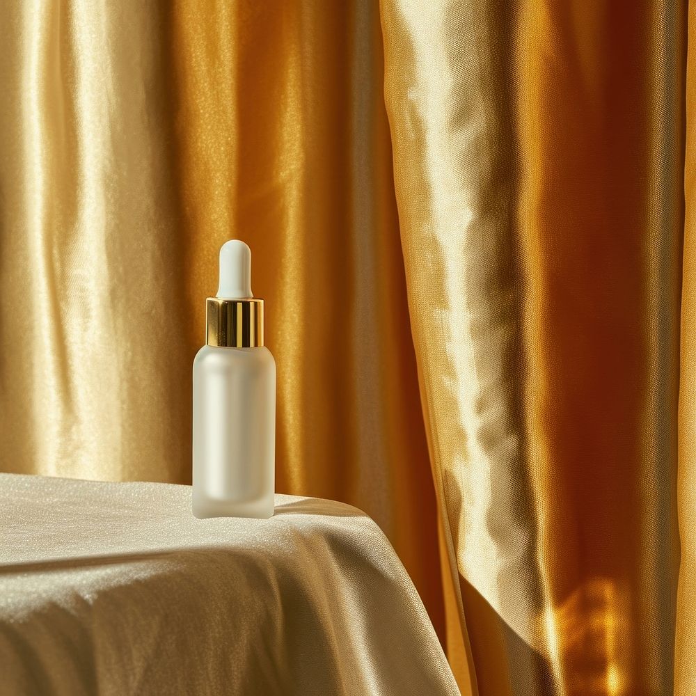 Serum bottle  cosmetics curtain gold.
