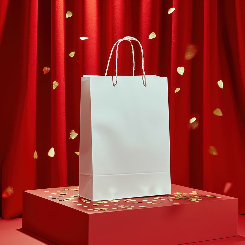 Shopping bag celebration red decoration.