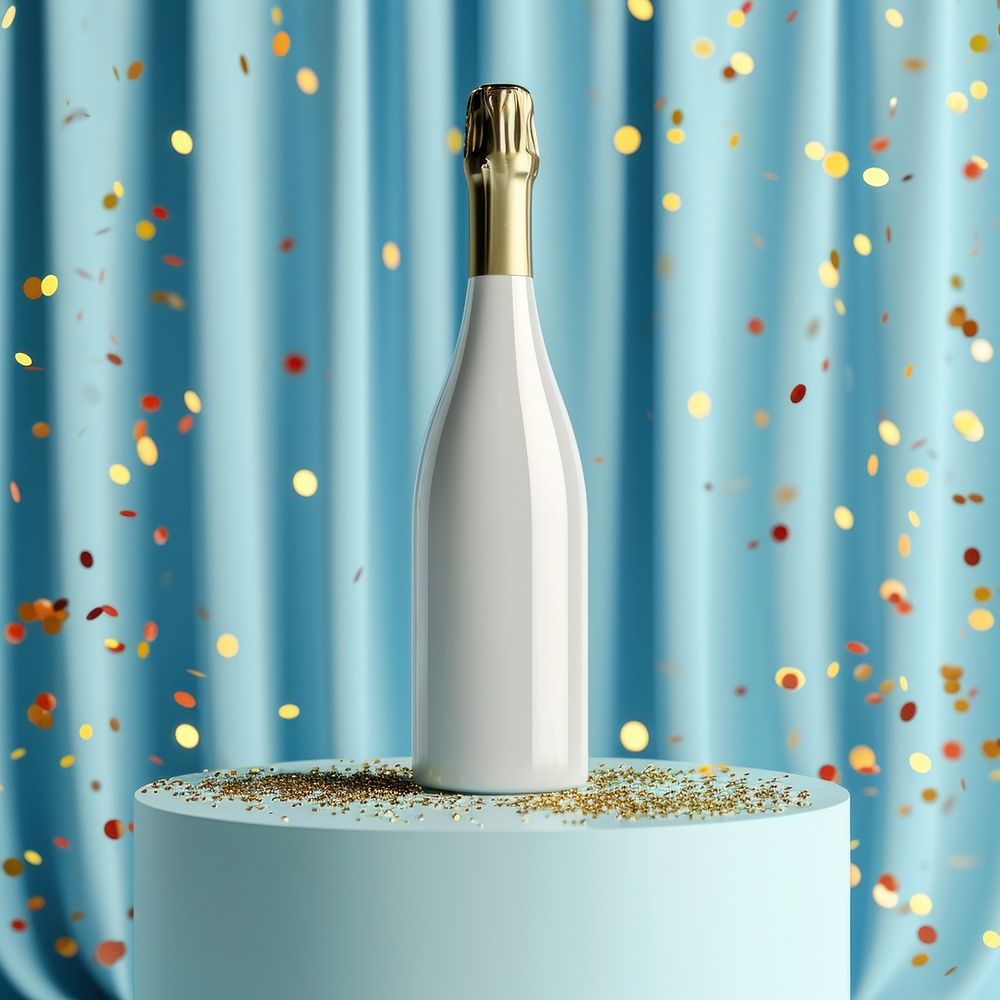 Wine bottle  celebration confetti drink.