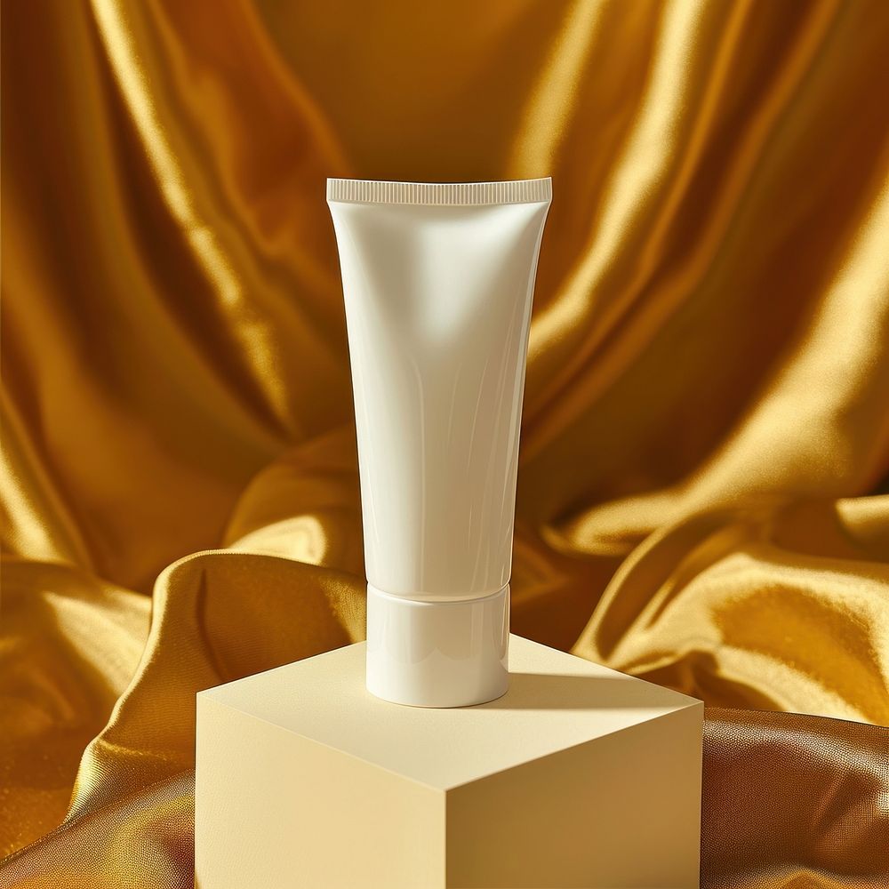 Tube skincare  gold cosmetics lighting.