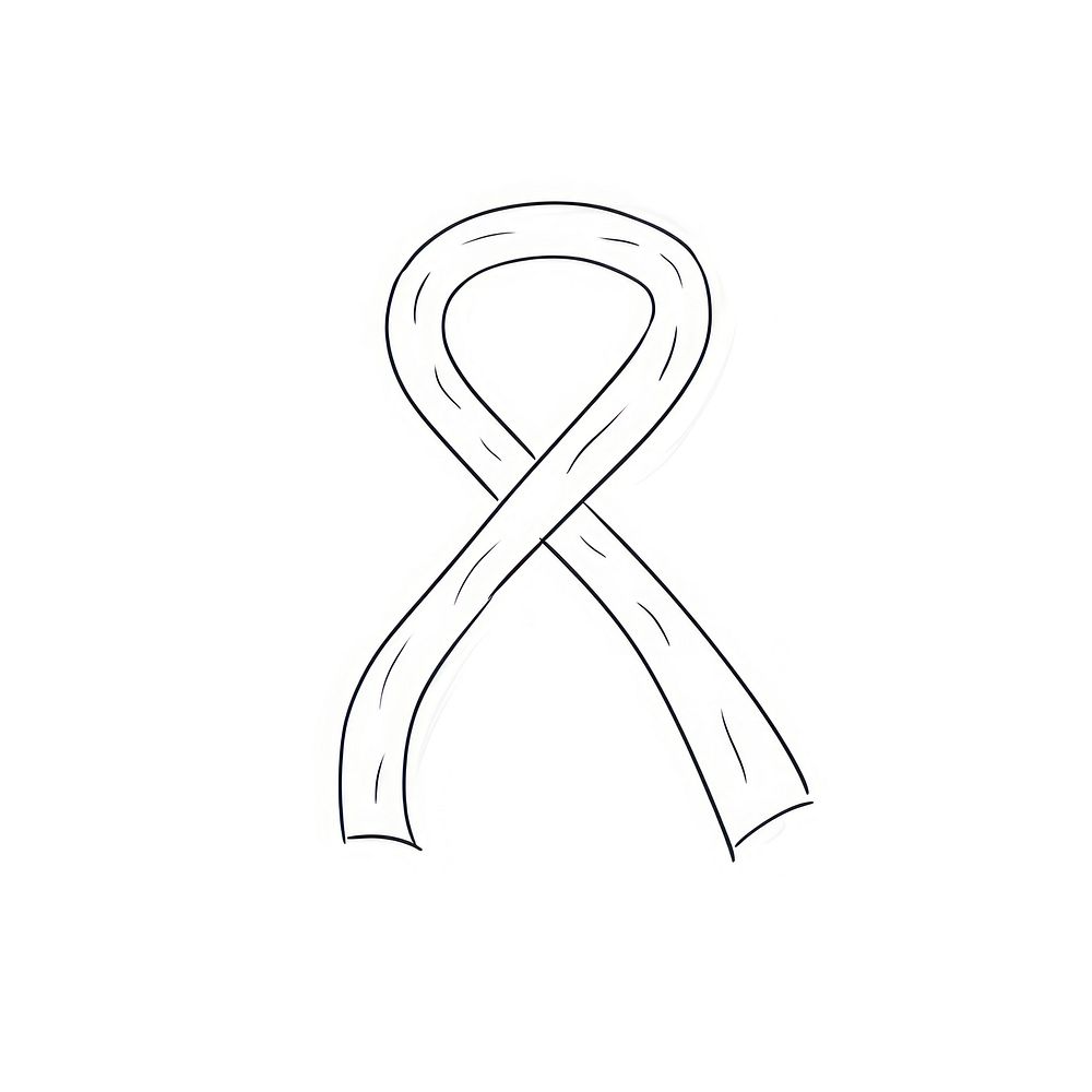 Cancer ribbon sketch symbol line.