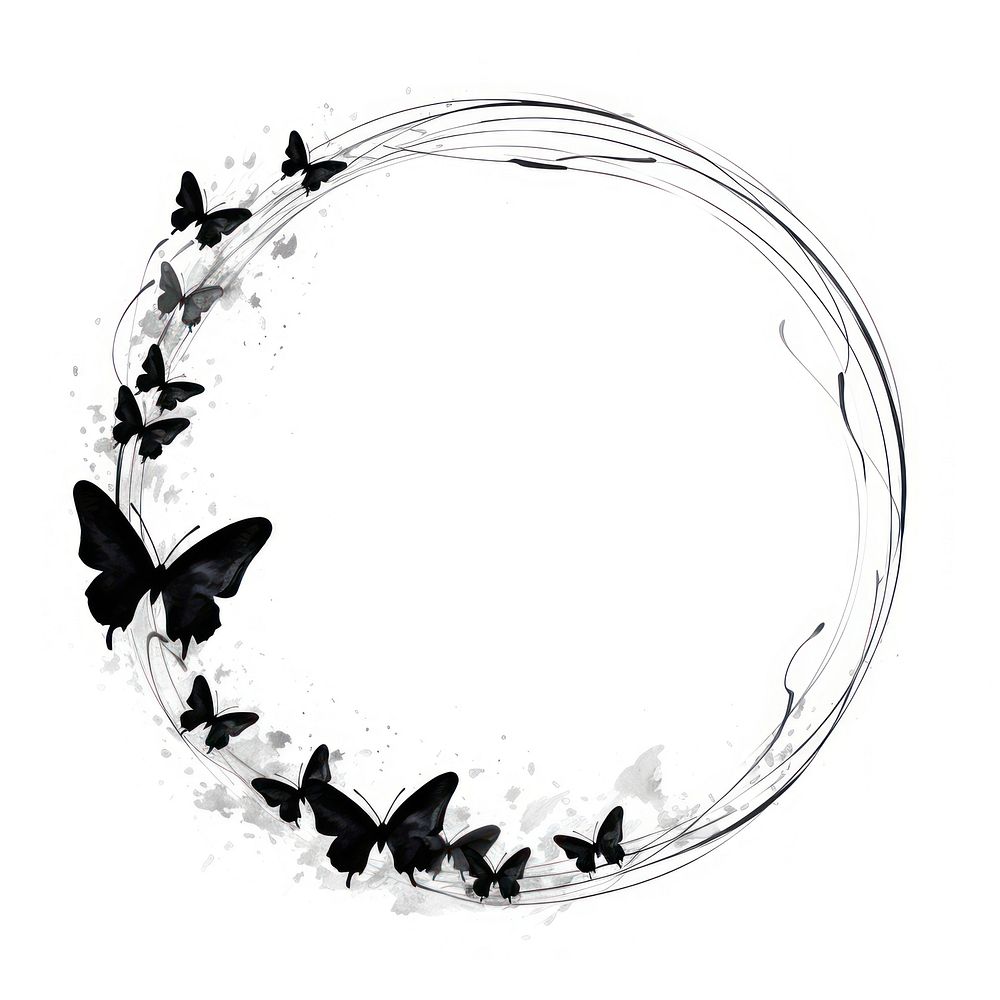 Stroke outline butterfly frame circle white background accessories.