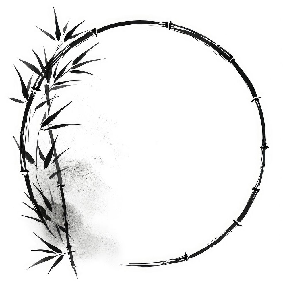 Stroke outline bamboo frame circle monochrome weaponry.
