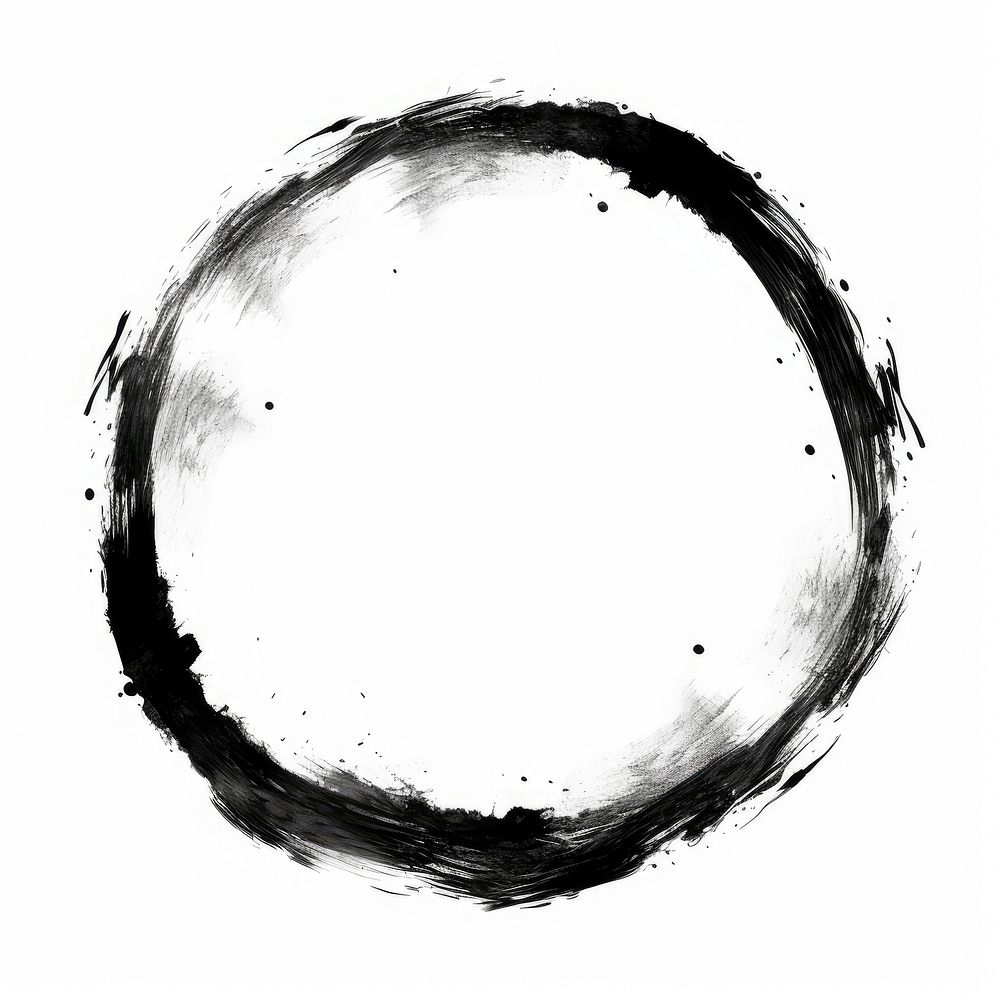 Stroke outline chinese temple frame circle black ink.