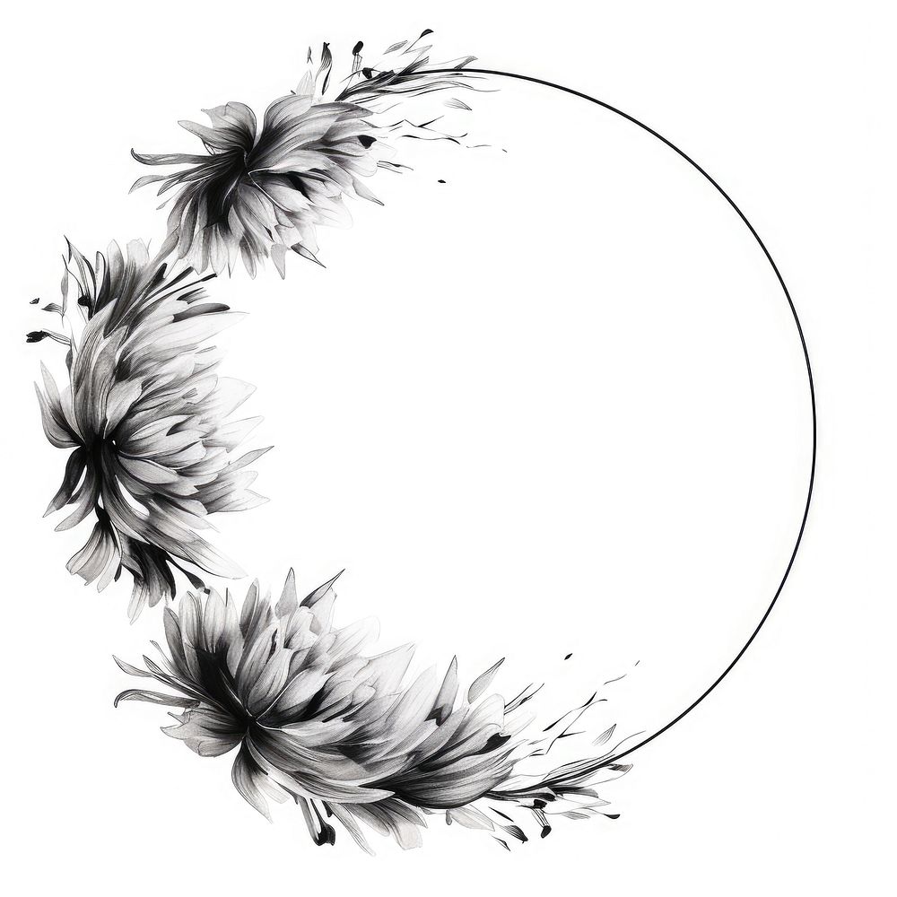 Stroke outline chrysanthemum frame pattern drawing circle.