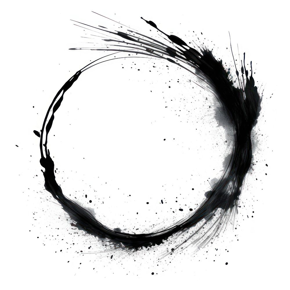 Stroke outline cosmos frame circle black ink.