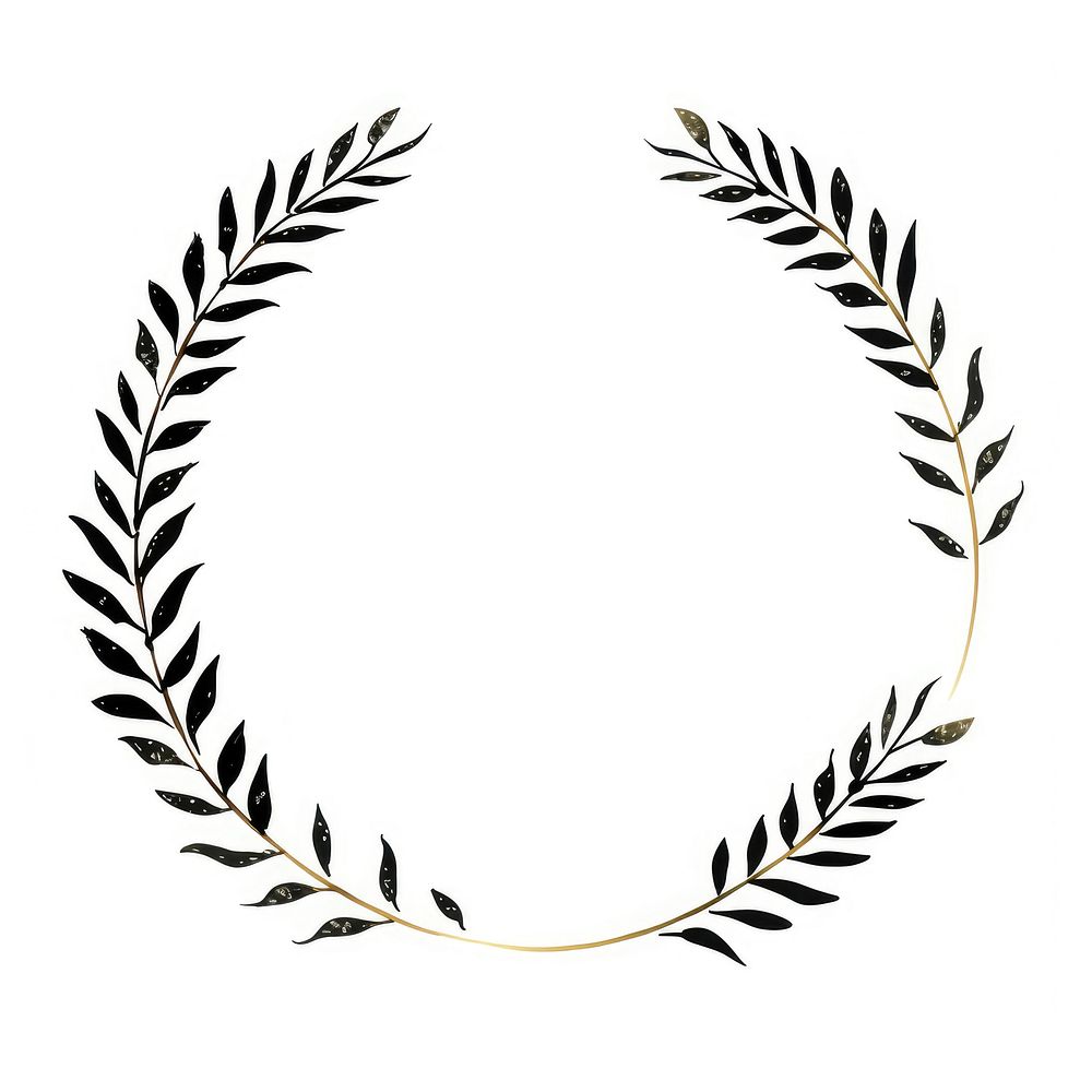 Stroke outline fern leaves frame circle white background accessories.