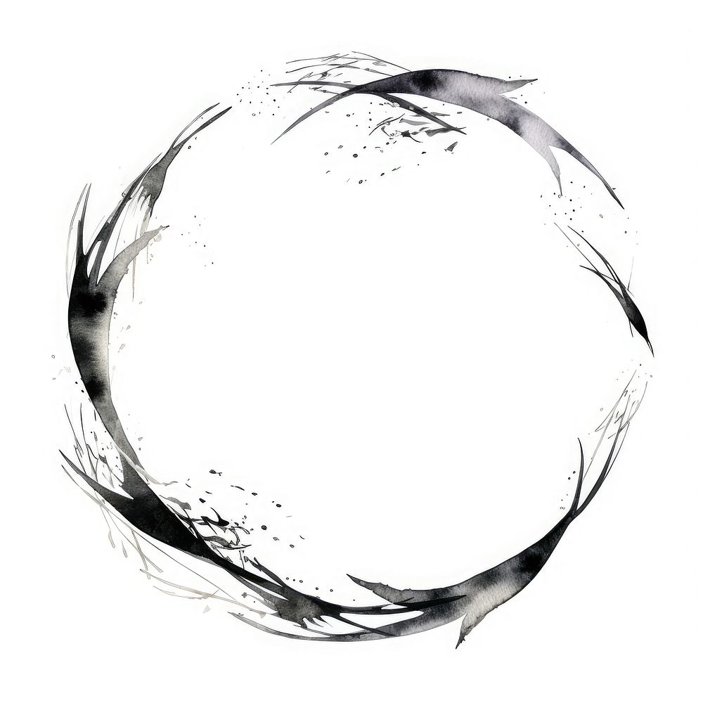 Stroke outline fish frame circle white background accessories.