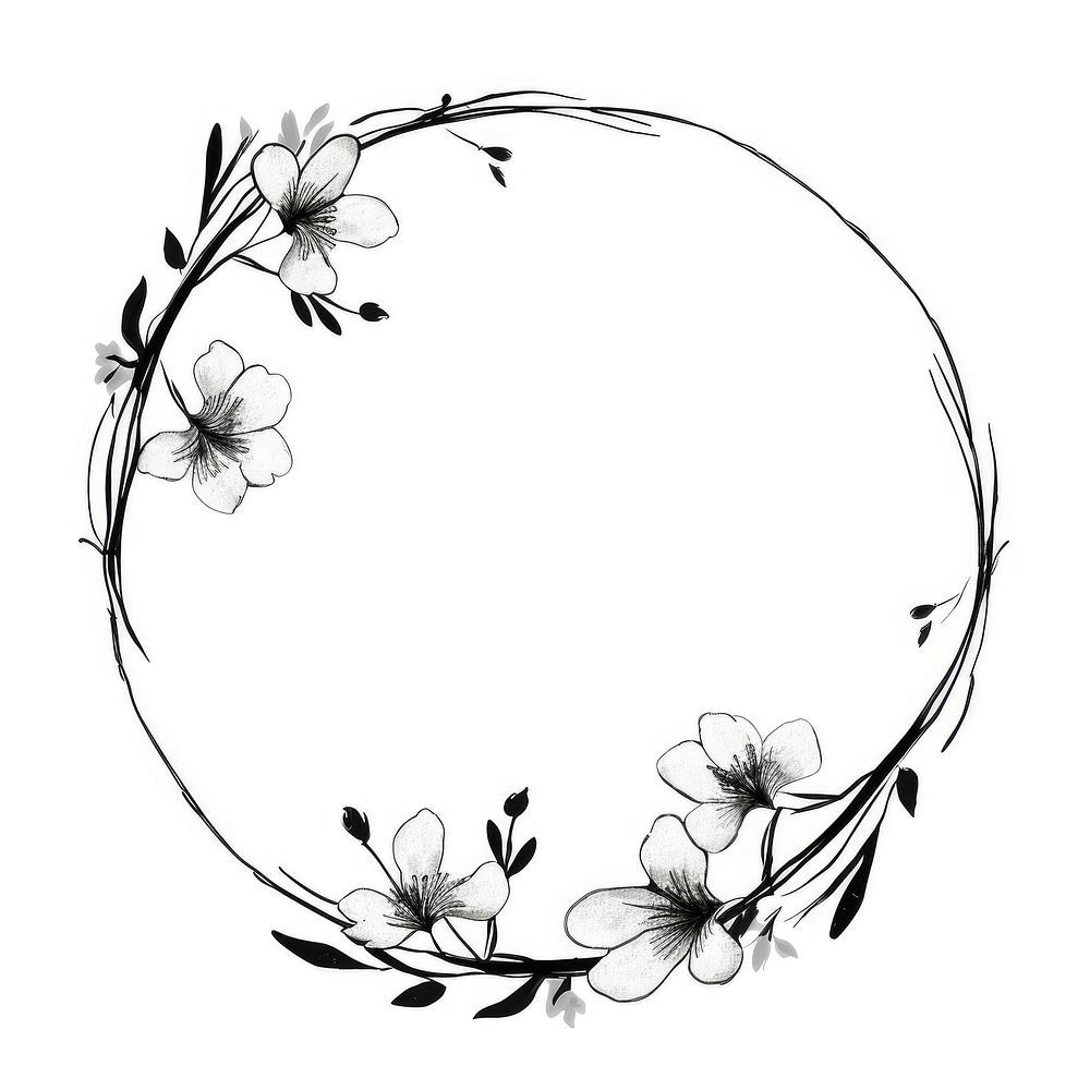 Stroke outline flower frame drawing circle sketch.