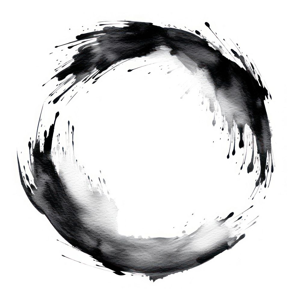 Stroke outline galaxy frame circle black ink.