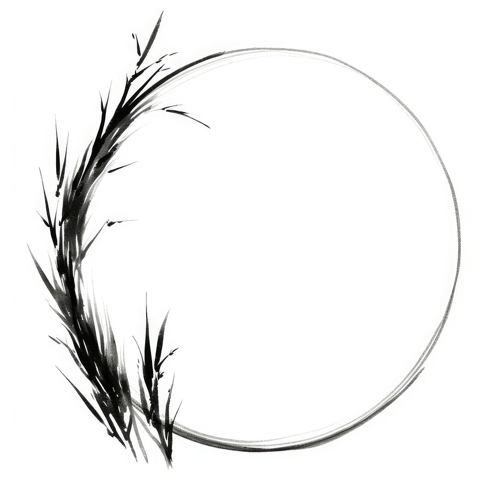 Stroke outline grass frame circle white background tranquility.