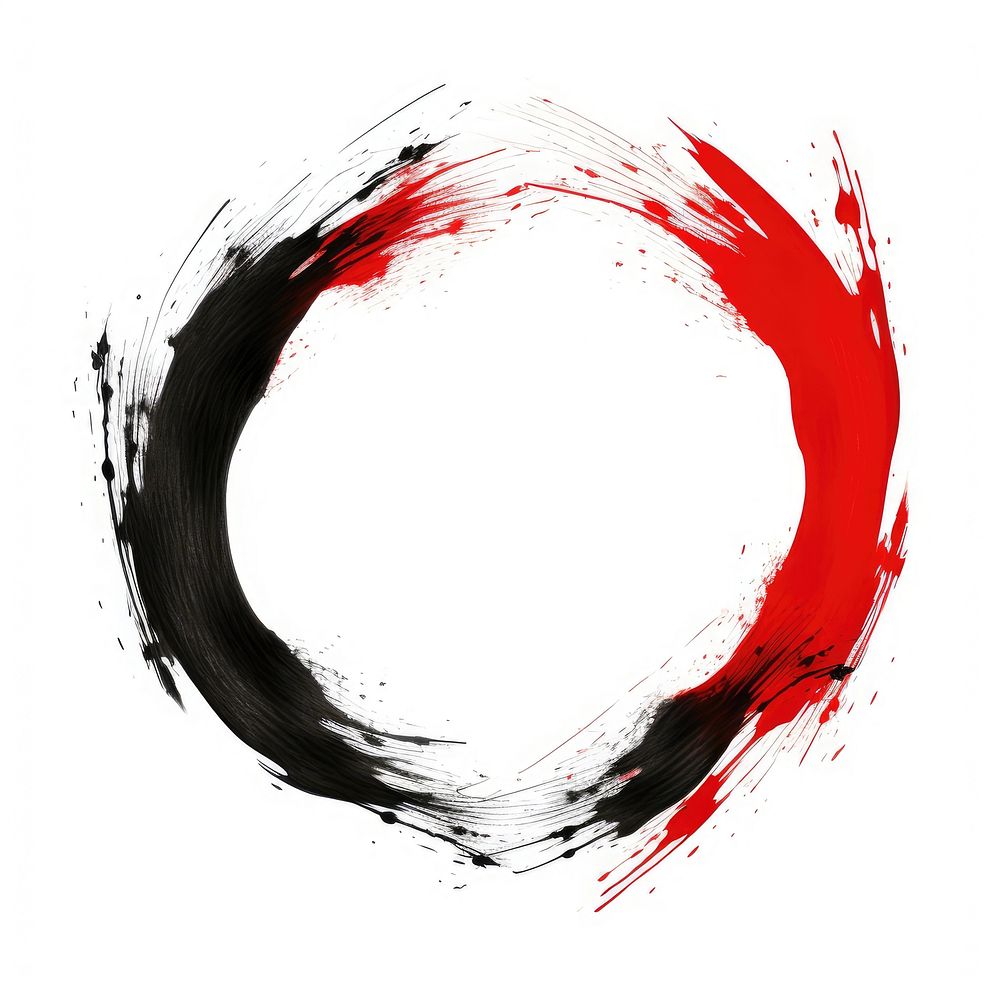 Stroke outline heart frame circle red white background.