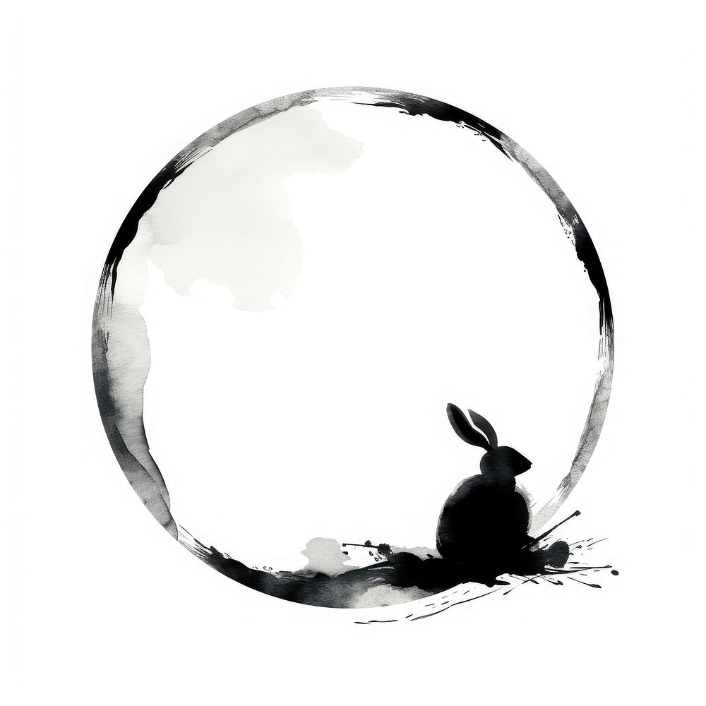 Stroke outline rabbit frame silhouette circle rodent.