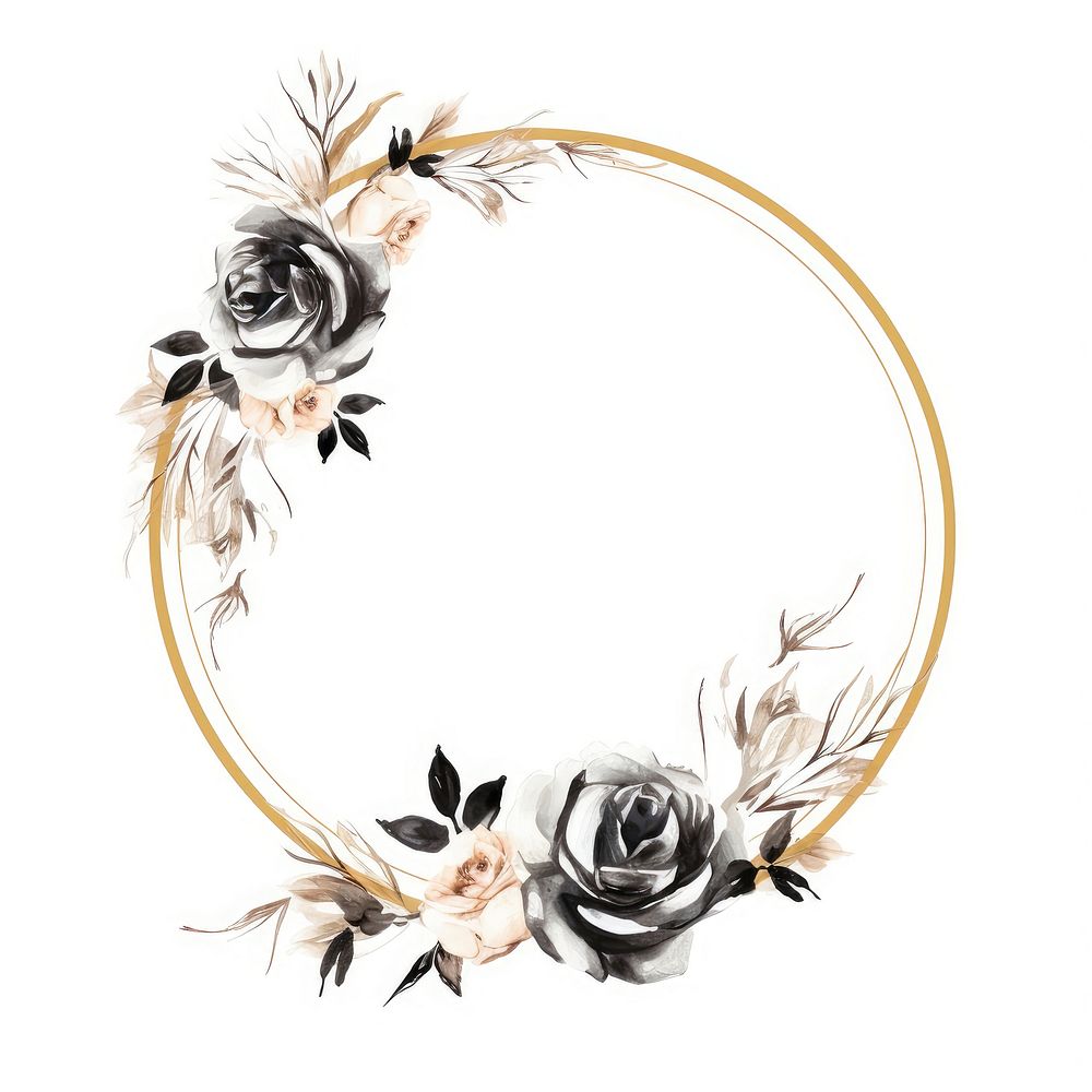 Stroke outline roses frame jewelry pattern circle.