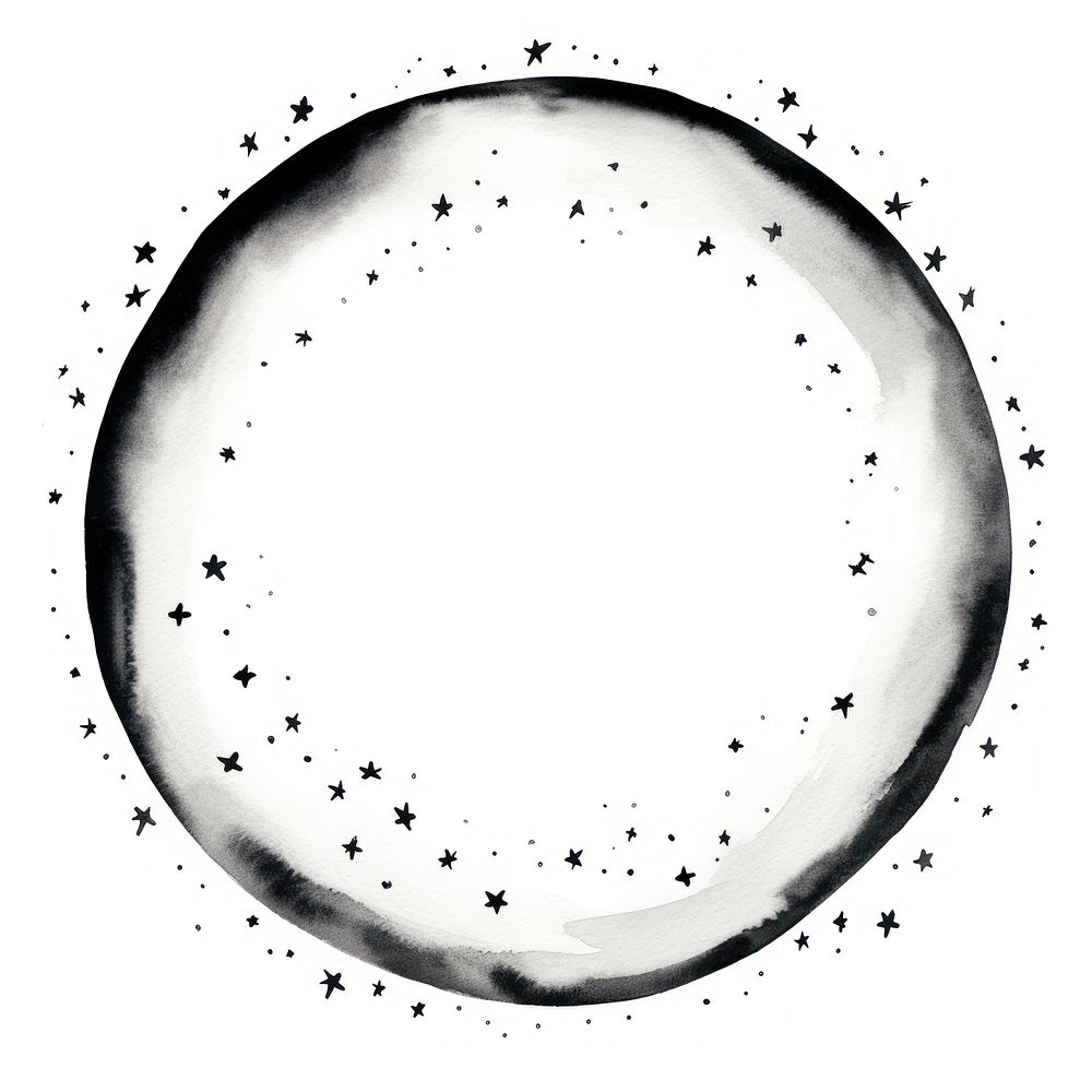 Stroke outline stars frame circle bubble moon.