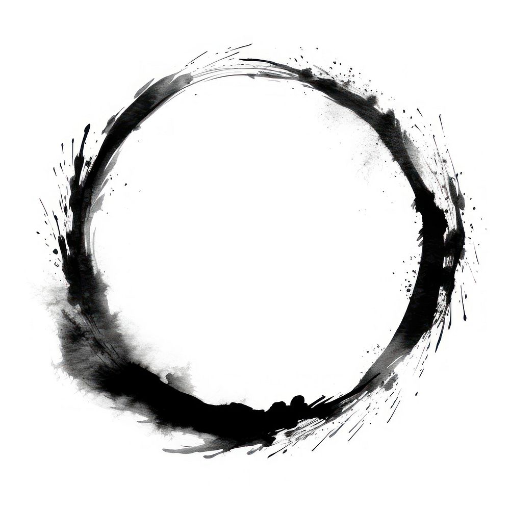 Stroke outline spring frame circle black ink.