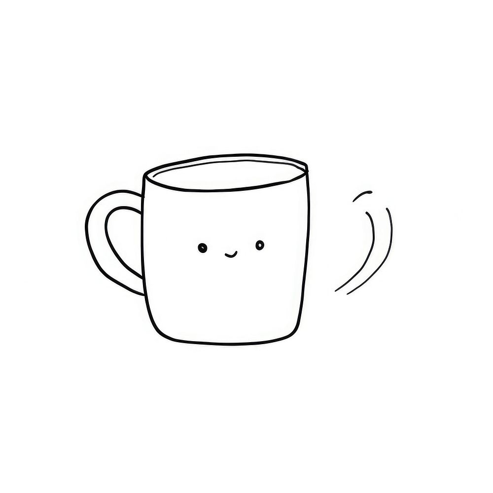 Coffee cup sketch drink line.