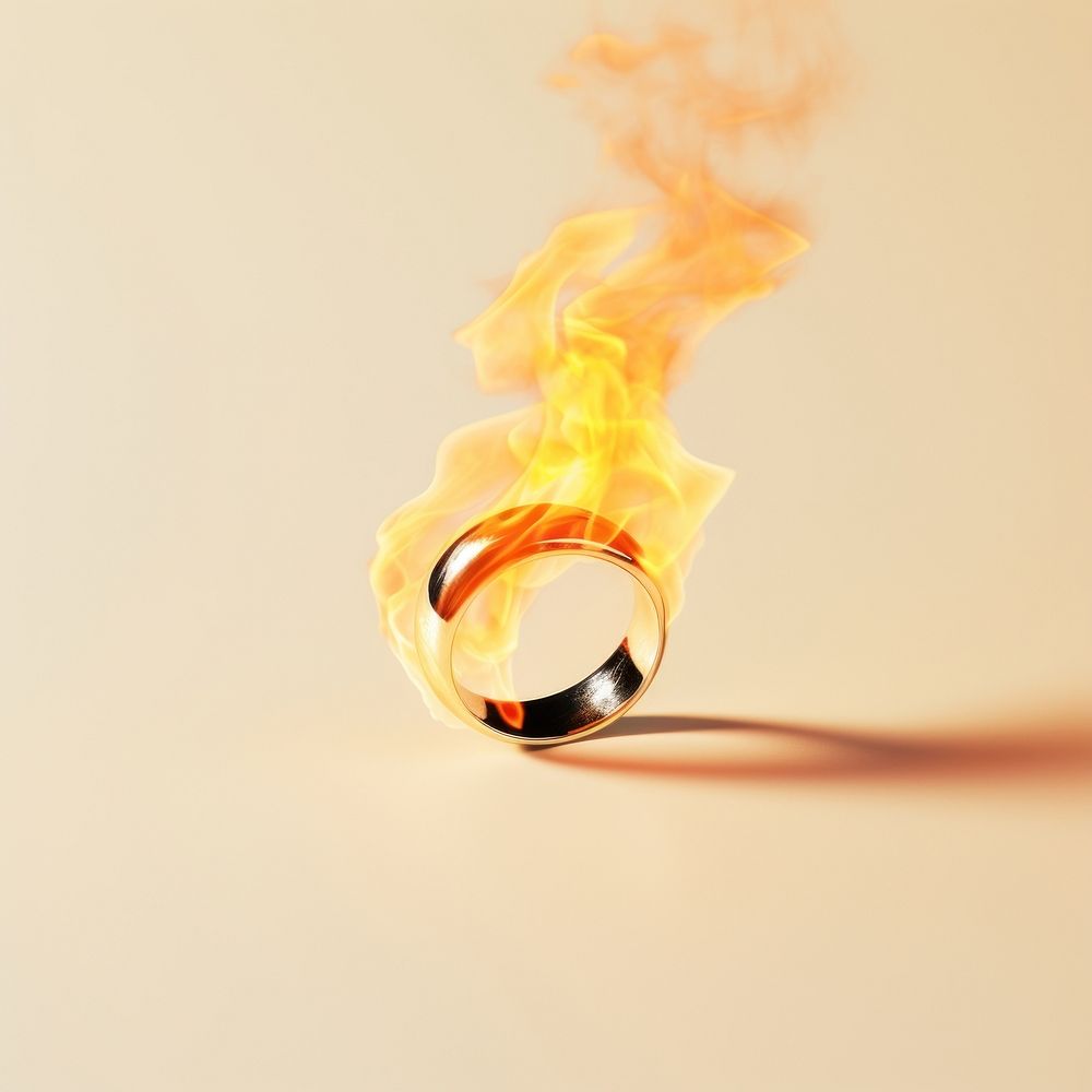 Photography of a Burning wedding ring fire jewelry burning.