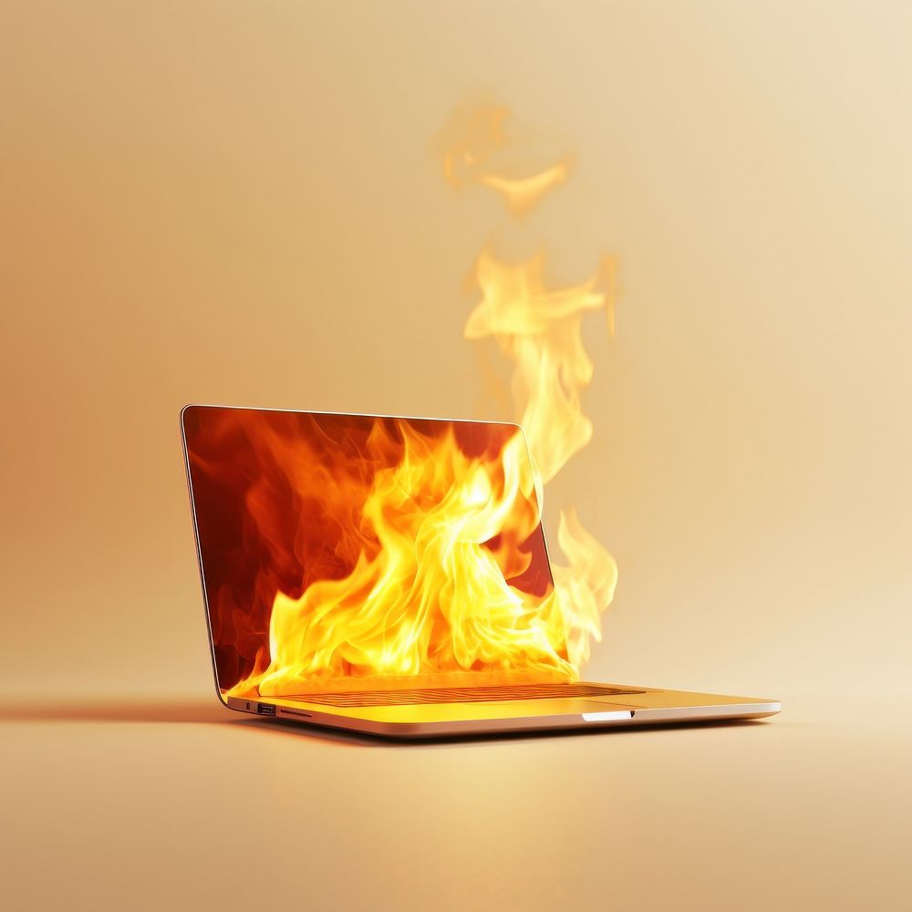 Photography of a Burning gold labtop fire fireplace burning.