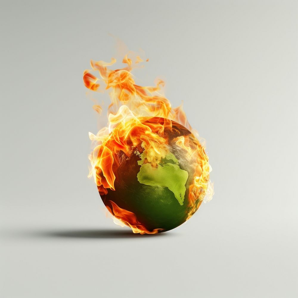 Photography of a Burning green earth fire burning sphere.