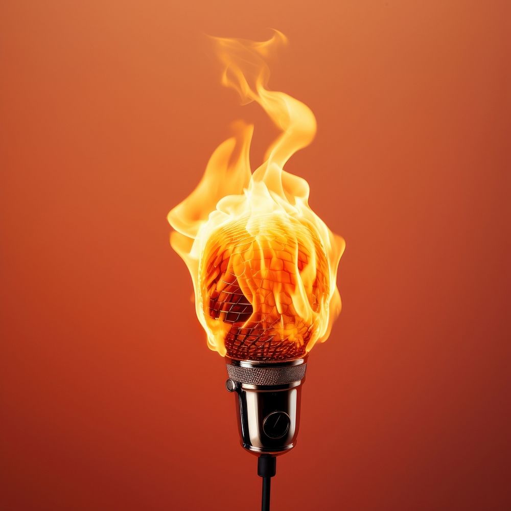 Photography of a Burning microphone burning light fire.