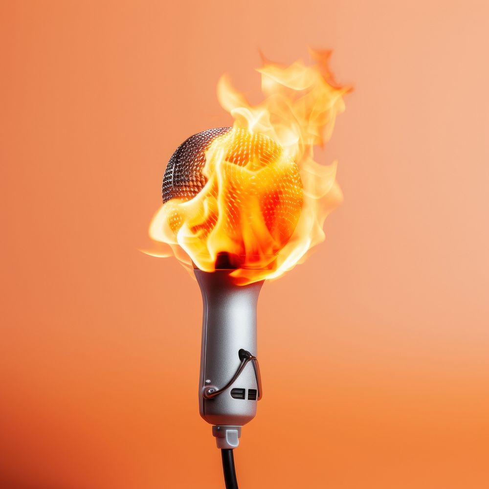 Photography of a Burning microphone burning fire lighting.