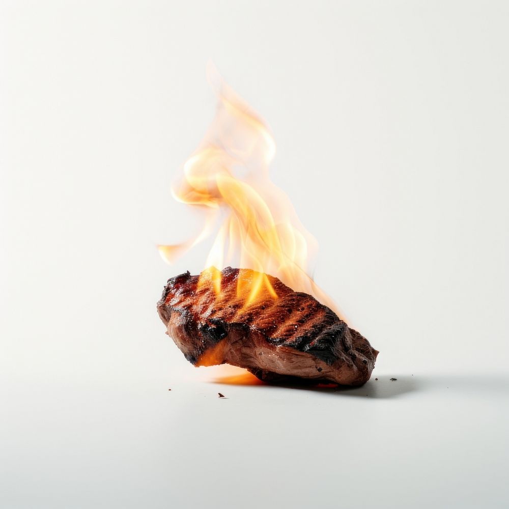 Photography of a Burning steak fire burning flame.