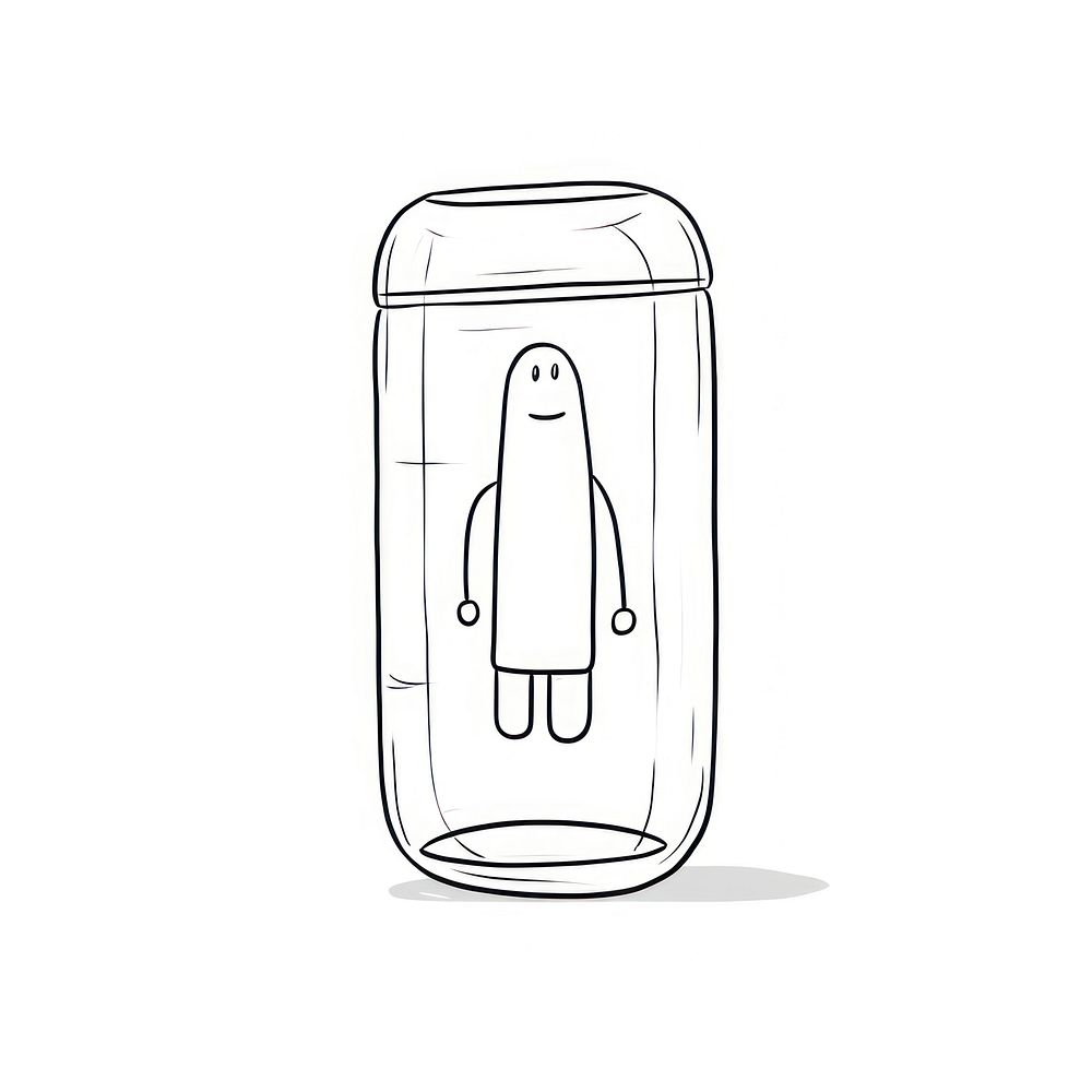 Medicine capsule sketch drawing white background.