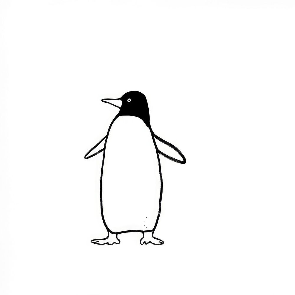 Penguin animal sketch white.