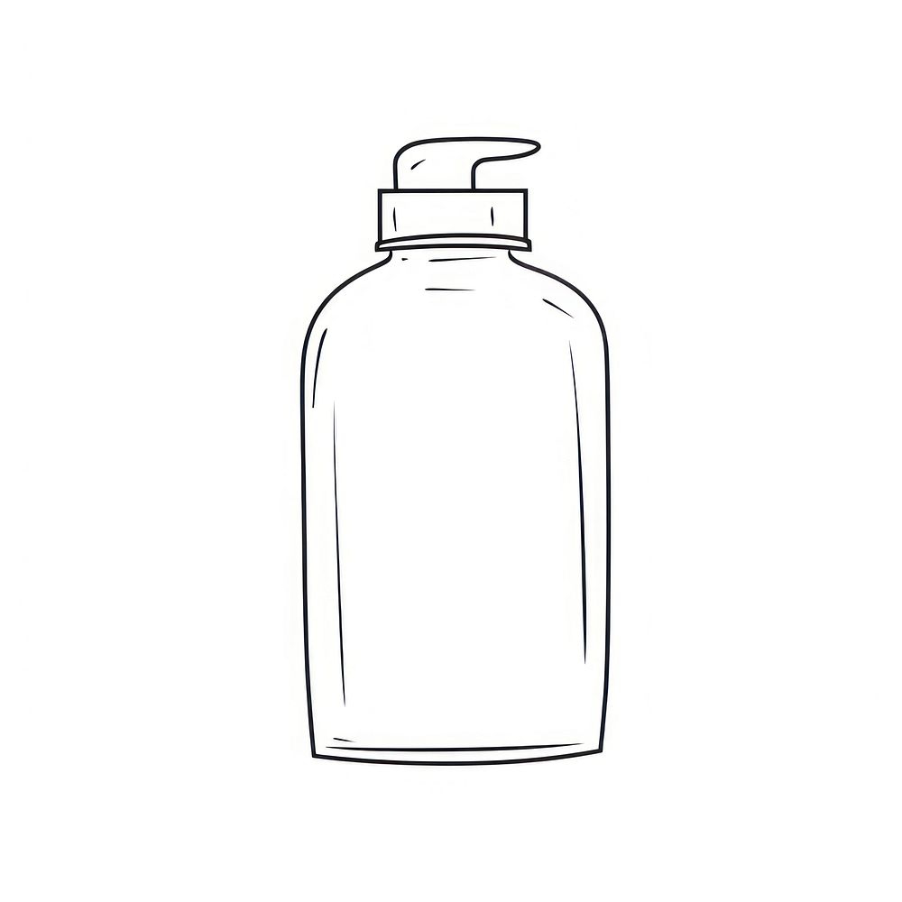 Spa bottle sketch glass white background.
