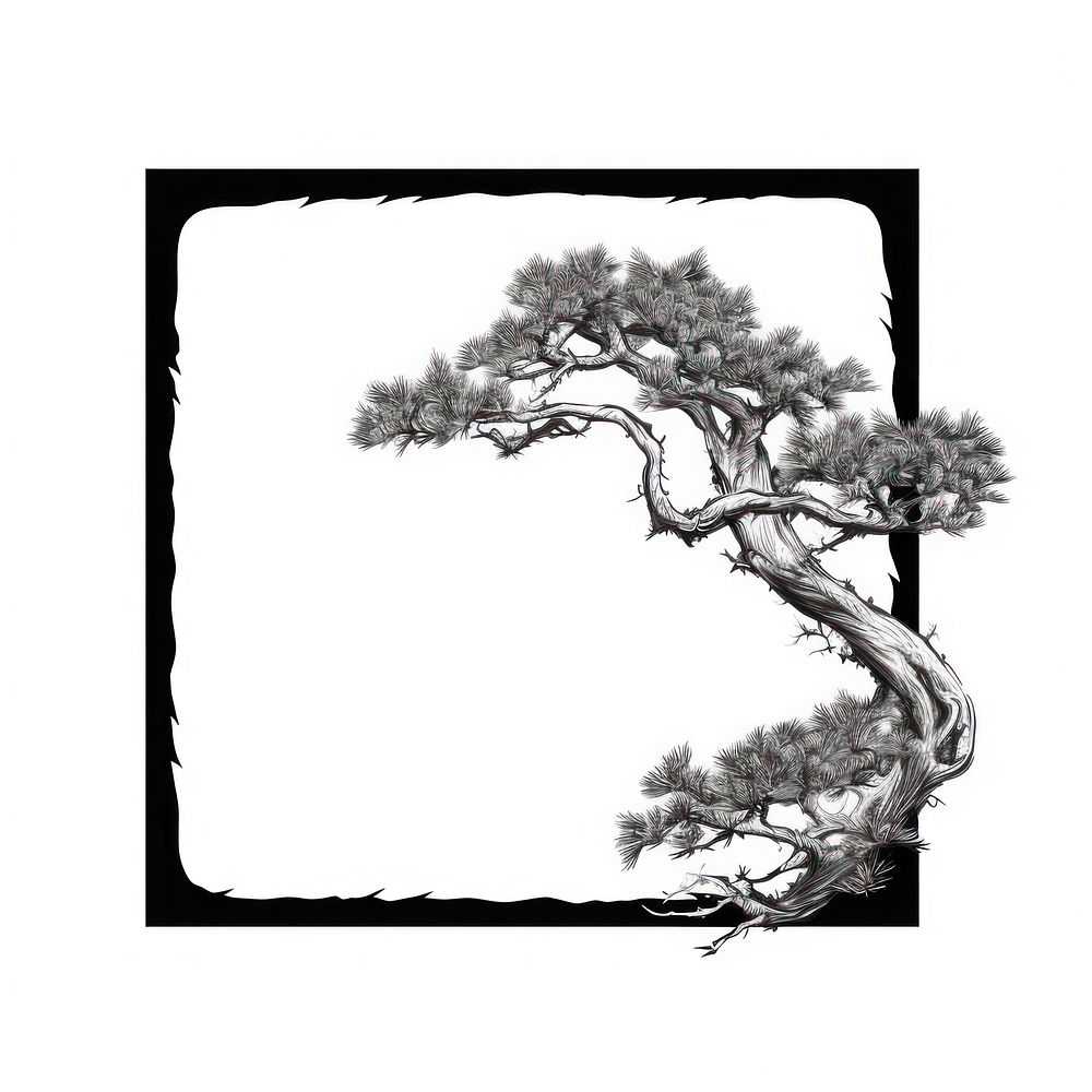 Stroke outline bonsai frame sketch plant tree.