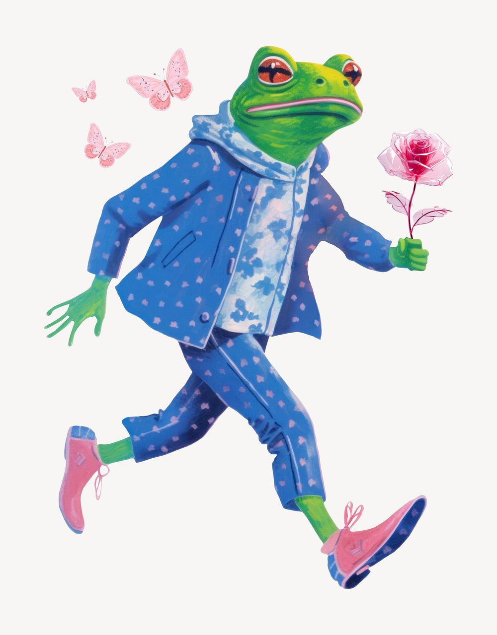 Frog character holding pink rose | Premium Photo Illustration - rawpixel