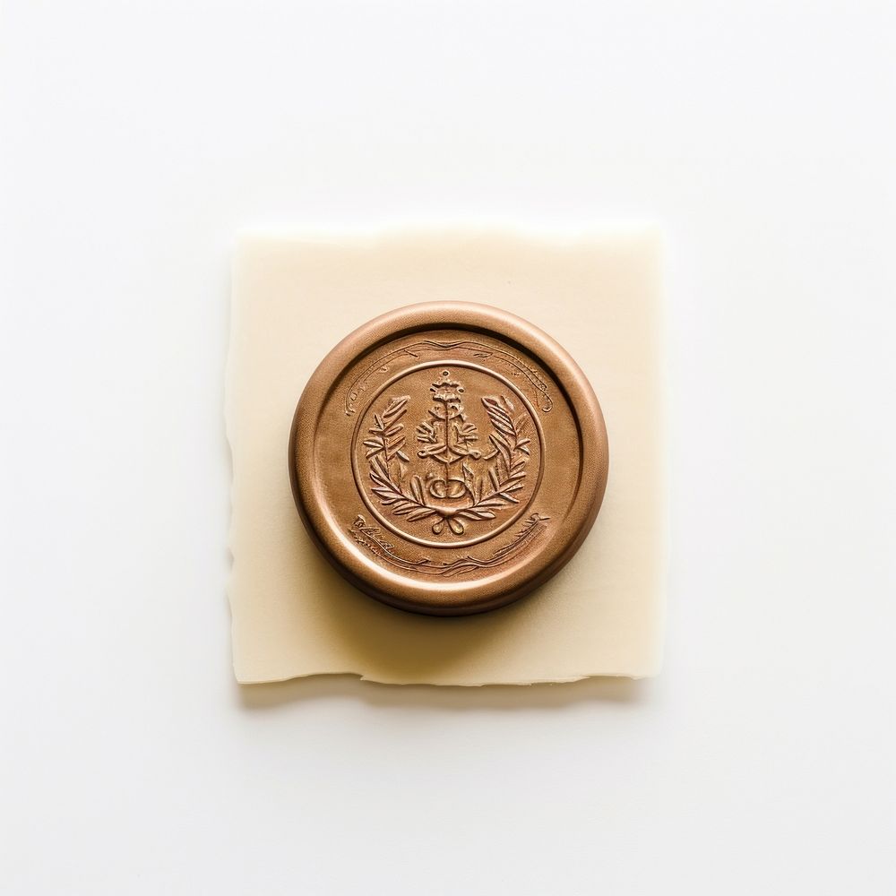 Seal Wax Stamp candle white background cosmetics currency.