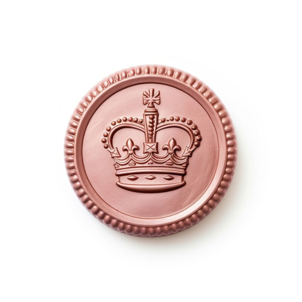 Seal Wax Stamp crown jewelry locket white background.