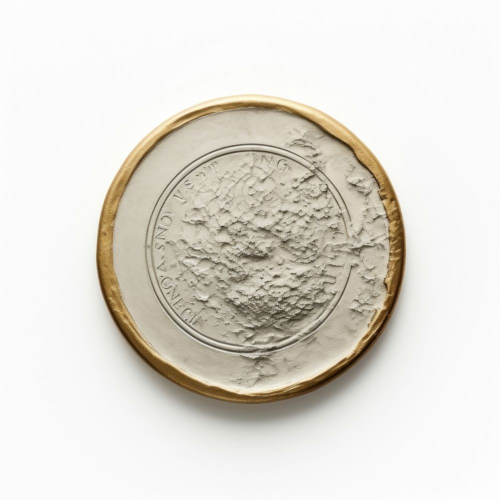 Seal Wax Stamp halt moon money coin white background.