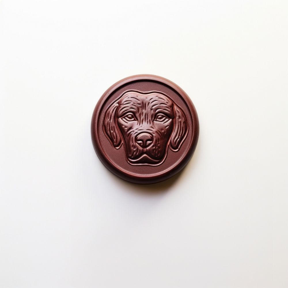 Seal Wax Stamp side dog face craft white background representation.